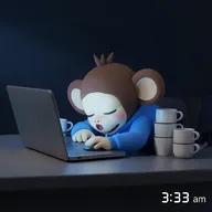 Jitters at 3:33 am, asleep on the keys, a sticker