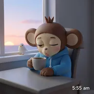 Jitters at 5:55 am, the sunrise, a funny programmer sticker